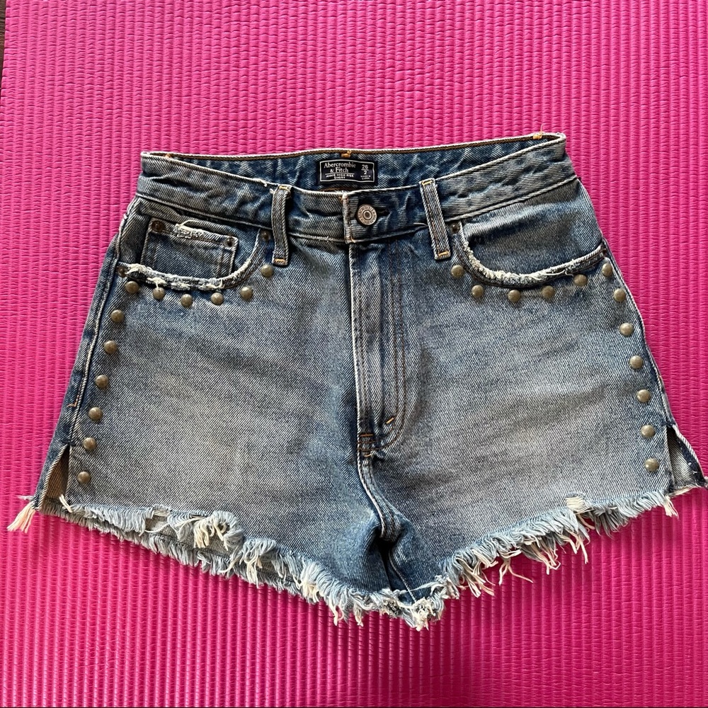 A+F Annie High Rise Studded Denim Short